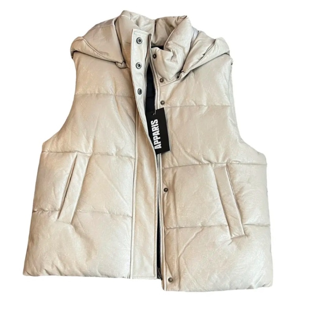 Apparis Beige Puffer Vest with Hood